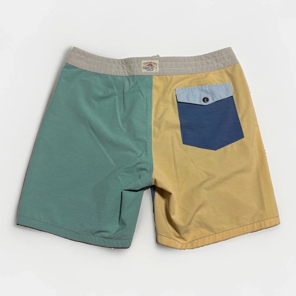 Faherty Boardshorts Mens 33 Colorblock Recycled Swim Trunks